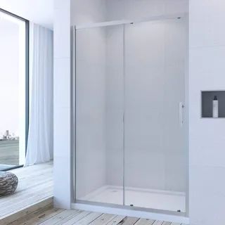 Duschtür Nische 130 cm Schiebetür Dusche Duschschiebetür Nischentür Nischenschiebetür Duschabtrennung Duschwand Glas 185 cm höhe