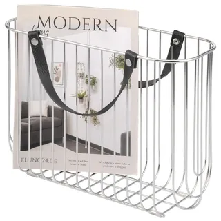 eluno Zeitungsständer, silber , Metall , 36x26.5x15.5 cm , Wohnzimmer, Kleinmöbel, Zeitungsständer