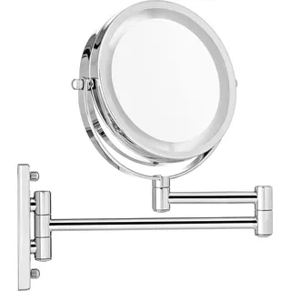 Vergrößerungs-Wandspiegel LED Beleuchtet Kosmetikspiegel Schminkspiegel - Silber