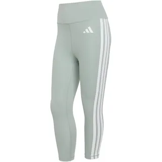adidas Women's Optime Essentials Workout 3-Stripes 3/4 Leggings, wonder Sage/white, XS,