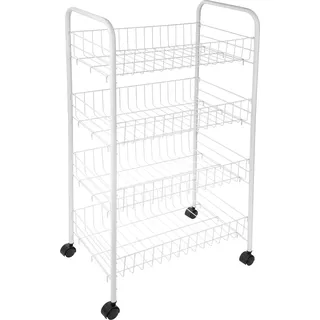 ONVAYA® Beistellwagen Susi mit 4 Körben | weiß | 39x26x76 cm | Rollwagen | Küchenwagen | Wagen | Metall | Regal | Bad | Servierwagen | Haushaltswagen | Allzweckwagen | Küchentrolley