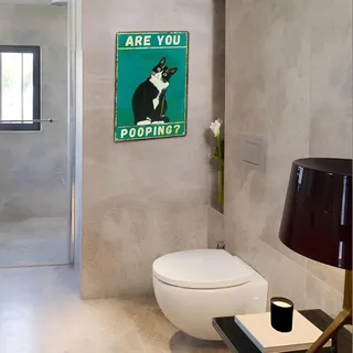 Vintage Metall Katzenposter - lustige schwarze Katze - Bist du am Kacken? Zinnenschild - Retro Katzen Dekor - Wandkunst - lustige Plakette Poster - Dekoration für Zuhause