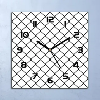 Wanduhr Echt-Glas-Küchenuhr Schwarzweiß-Kette Quarz Lautlos 30x30 Deko Bilder