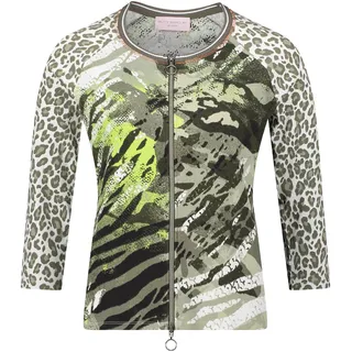 Shirtjacke BETTY BARCLAY "Shirtjacke mit Rippenstruktur", Damen, Gr. 48, grün (khaki, cream), Obermaterial: 95% Baumwolle CO. 5% Elasthan EL., Shirts Shirtjacke