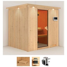 Bild Sauna »Dima«, (Set), 3,6-kW-Plug & Play Ofen mit externer Steuerung beige