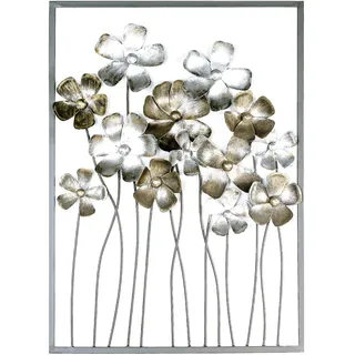Casablanca modernes Design Metallbild – Braun, Creme, Goldfarben – Metall , Blume , 58x80 cm , 3D-Effekt , Bilder & Rahmen, Bilder, Holz & Metallbilder