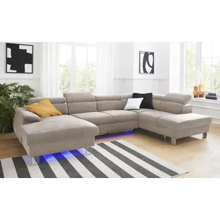 Cotta Wohnlandschaft »Komaris«, U-Form, B: 320 cm« mit Bettfunktion, Bettkasten & Licht,