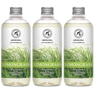 Raumduft Nachfüllflasche Zitronengras 3x500 ml - für Duftdiffusor | Raumduft Nachfüller mit Naturreinem Ätherischen Lemongras Öl, Lufterfrischer, frischer Zitronengrasduft