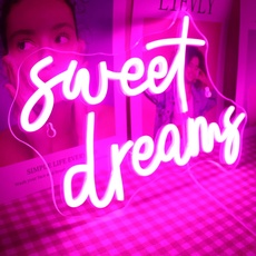 LED "Sweet Dream" Neon Zeichen USB Powered Neon Lichter für Mädchen Zimmer Home Art Wand Dekor ​ Geburtstag/Hochzeit Party Fenster Wohnzimmer Dekor Weihnachten' Geschenk für Kinder(Rosa)
