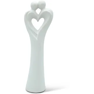 FeinKnick stilvolle Skulptur «Herz-Paar» - verliebtes Pärchen in Herzform aus Keramik in Weiß zur Dekoration - Moderne Deko Figur 28cm als Symbol für Liebe & Glück als hochwertiges Geschenk