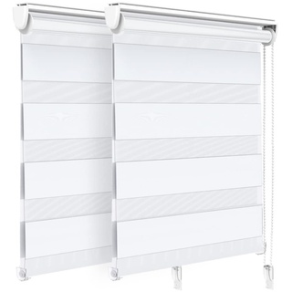 VOUNOT 2er Set Doppelrollo klemmfix ohne Bohren, Duo Rollo Klemmrollo für Fenster und Tür, lichtdurchlässig & verdunkelnd Fensterrollo, 80x150cm, Weiß