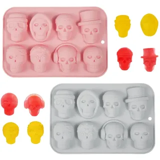 Yuqilin 2 Stück Schokoladenform Silikon Totenkopf, pralinenform silikon, Eiswürfelform Silikonform Schokolade, DIY Silikonformen Backen, Halloween Silikonformen für Schokolade Kerze Gelee SüßIgkeiten