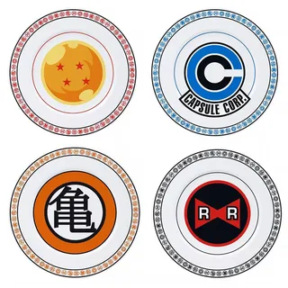 ABYstyle Teller-Set Dragonball Z 4-tlg., Speiseteller, Porzellan, 21 cm, ABYTAB009 - Bunt, Weiß