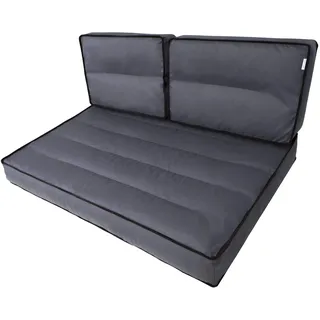 Hobbygarden Palettenkissen-Set 1+2, Gartenkissen, Outdoorkissen. Freizeitkissen, Dekokissen, Kissen zum Kombinieren, Polster, 60 x 40 cm + 120 x 82 cm, Grey