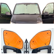 Fensterrollo-Set Kombatibel Mit Vauxhall Combo E (2018-Date)(Komplettset XLWB + Heckklappe + Dachfenster) Rückseite in fluoreszierendem Orange, Reversibel und Thermisch