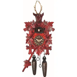 Engstler - 522/5_QMred - Kuckucksuhr - Quarz - Nussbaum - mit Musik - 30 cm - Weiß
