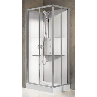 Novellini Media 2.0 A Hydro-Massage 100x70cm Box Thermostat Durchsichtig Silber