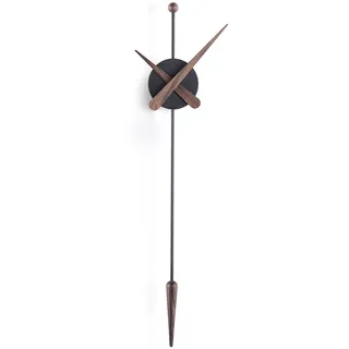 NOMON Design-Wanduhr, Ø28 x 63 cm Länge, Spitze, Schwarz, Dunkelbraun (Nussbaum), Hellbraun (Eiche), 63, Design: