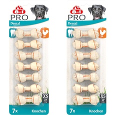 8in1 Pro Dental Knochen XS - gesunde Kauknochen für Mini Hunde zur Zahnpflege, 7 Stück (Packung mit 2)