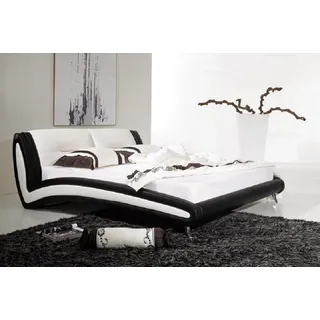 Designer Bett Betten Ehebett Doppelbett Polsterbett Schlafzimmer Lederbett Neu - Schwarz