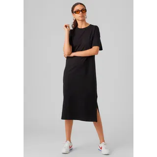 Shirtkleid VERO MODA "VMMOLLY SS OVERSIZE CALF DRESS NOOS", Damen, Gr. XS, N-Gr, schwarz, Single Jersey, Obermaterial: 100% Baumwolle, unifarben, regular fit lang, Rundhals, Kleider Shirtkleid, Baumwolle, regular fit