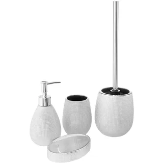 Avilia Badezimmer-Zubehör-Set aus Keramik, Silber, 4-teilig, mit Spender, Zahnbürstenhalter, Seifenschale, WC-Bürstenhalter
