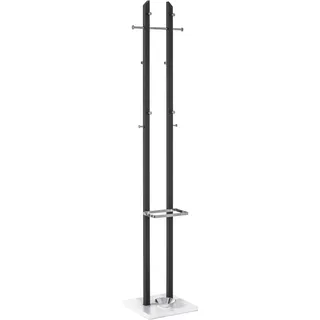 HAKU Garderobenständer Kleiderständer Metall Standgarderobe chrom schwarz weiß - Maße: B 34 x H 182 x T 33 cm, Style: Modern
