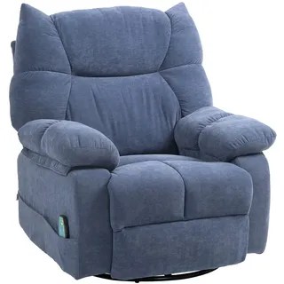 Homcom Relaxsessel mit Massagefunktion, Elektrisch Fernsehsessel mit Wärmfunktion , Blau , Textil , Füllung: Schaumstoff,Taschenfederkern , 90x98x98 cm , Wohnzimmer, Sessel, Massagesessel