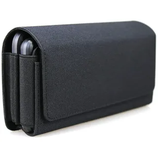 aubaddy Gürteltasche für Zwei Handys, Querformat, Nylon Double Decker Gürtelclip für iPhone 11 Pro Max/Xs Max/8 Plus, Samusng Note 8/9/10 Plus, Galaxy S9 Plus/S10 Plus mit Ultra dünnem Case