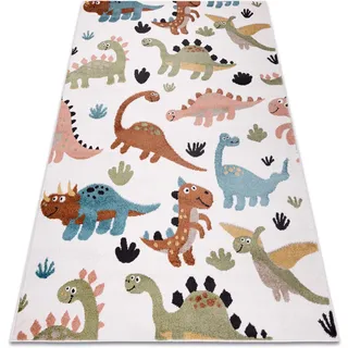 RugsX Teppich Fun Dino Kinderteppich für Babyzimmer, Spielteppiche, Kinderzimmer, Moderne, Dinosaurier Creme 120x170 cm