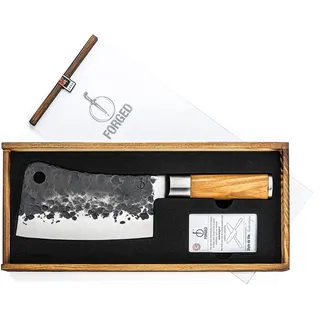 Forged Hackmesser Chinesisches Kochmesser 17,5cm, handgefertigt, in Holzkiste