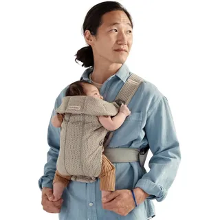 BabyBjörn Babytrage Mini, 3D-Netzstoff, Grau-Beige
