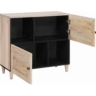 vidaXL Sideboard Bleached White 80 x 33 x 75 cm Massivholz Mango - Weiß
