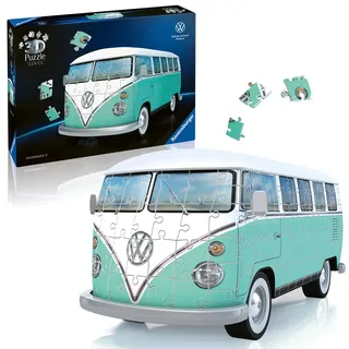 Ravensburger 3D Puzzle Iconics: Volkswagen T1 - Eine echte Ikone der Automobilgeschichte. Der VW Bulli im Modell-Format