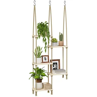 Bamworld Hängeregale Pflanzenaufhänger Indoor Fenster Pflanzenregale Holz Pflanzen Wandregal Fensterbank Pflanzenregal Indoor Hängendes Pflanzenständer Wohnzimmer Dekor Garten Boho Dekor