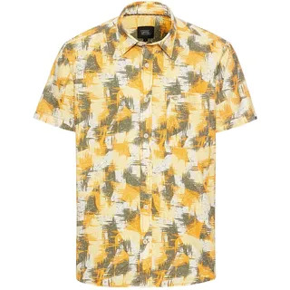 camel active Herren Kurzarmhemd mit Strukturmuster Gelb, Menswear-L