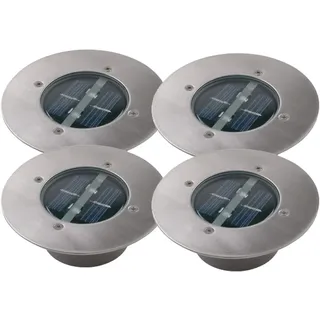Ranex 4er SET moderner Solar LED Bodeneinbaustrahler rund in Edelstahl/Glas für Außenbereich