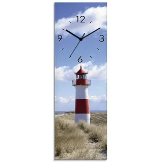 ARTland Glas Funkuhr - schwarzer Zeiger Leuchtturm Sylt Größe: 20x60 cm - Blau