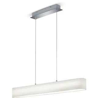 Trio Leuchten 320910101 Lugano A, LED Pendelleuchte, Nickel, 18 watts, Integriert, Stoffschirm Weiß, mit Switch-Dimmer, 8.5 x 100 x 150 cm