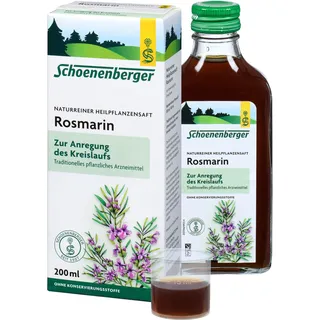 Schoenenberger - Rosmarin naturreiner Heilpflanzensaft - 1x 200 ml Glasflasche - zur Unterstützung der Herz-Kreislauf-Funktion - traditionelles pflanzliches Arzneimittel