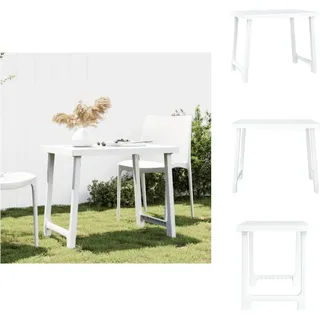 vidaXL Campingtisch Weiß 79x56x64 cm PP Holzoptik - Gartentische - Weiß