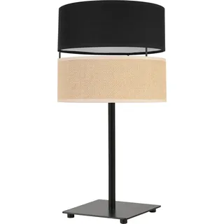 Light-Home Juta Lampenschirm Tischlampe Modern - Nachttischlampe - Tischleuchte E27 - 1-Flammig GIA - Schwarz Basis und Jute und Schwarz - Schwarz, Braun