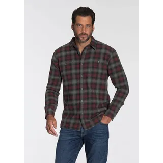 Flanellhemd MAN'S WORLD, Herren, Gr. L (41/42), N-Gr, bunt (grau, bordeaux), Flanell, Obermaterial: 100% Baumwolle, kariert, normal, 2-Knopf-Manschette, Hemden Flanellhemd, mit 2 Brusttaschen, Topseller