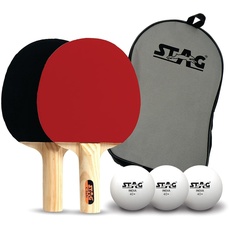 STAG Iconic Champ-Serie Profi-Tischtennis-Set (T.T) | Hochwertiges ITTF-zugelassenes Gummi-Tischtennisschläger und T.T-Bälle im Lieferumfang enthalten | Komplettset für Tischtennis-Paddel-Paddeln