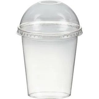 Smoothiebecher + Domdeckel mit Öffnung 300 ml, O 95mm, PET, glasklar, 50 Stk.