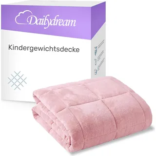 Dailydream Gewichtsdecke Kinder – Fleece – Pink – 135x200 cm – 3,2 kg - Beruihigende Wirkung - Besser Einschlafen  -  Standard 100, doppelt genäht für erhöhte Haltbarkeit, perfekte Gewichtsverteilung durch kleine Fächer, Temperaturstabil, hypoallergene Glasperlen, speziell entwickelte Schlaufen zur Befestigung des Bezugs, natürlicher und atmungsaktiver Fleecebezug - Rosa