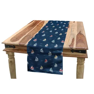 ABAKUHAUS maritim Tischläufer, Minimal Bunte Segelboote, Esszimmer Küche Rechteckiger Dekorativer Tischläufer, 40 x 225 cm, Dark Sky Blau Mehrfarbig