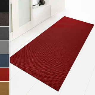 Floordirekt Schmutzfangmatte 80 x 200 cm Rot, ideal auch als Schmutzfangteppich nach Maß, Teppich Flur Läufer, Küchenteppich - waschbar rutschfest, Sauberlaufmatte, Meterware (Hong Kong)