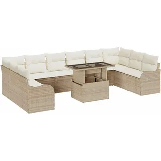 vidaXL Gartensofa-set mit Kissen 11 pcs Beige Poly Rattan - Beige