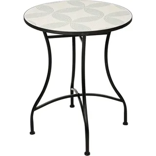 Well Home Bistrotisch mit Mosaik-Design, 60 x 71 cm, Eisenrohr und Platte in Creme und Salvégrün